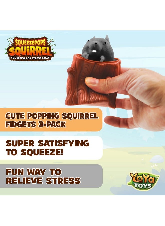 YoYa Toys Squeeze Pops Squirrel In Log Squeeze Toy - Squirrel Fidget Popper, Pop Up Fidget Toy - Toy Squirrel, Popping Squeeze Squirrel, Autism/Adhd Fidget Toys - Set Of 3 Squirrel Toy  - Image 3