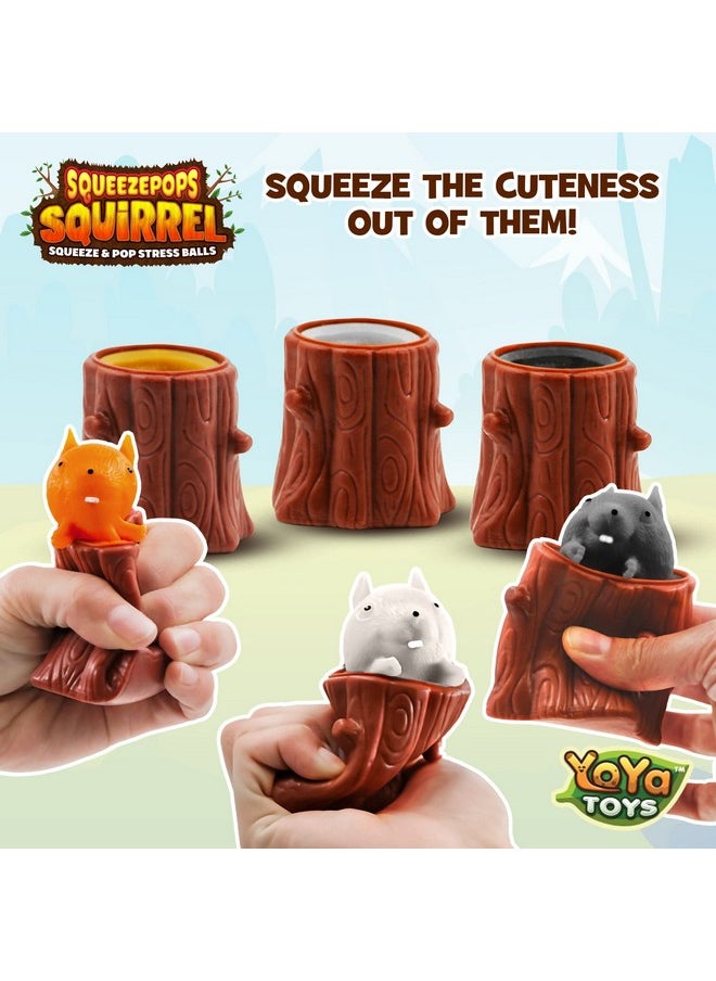 YoYa Toys Squeeze Pops Squirrel In Log Squeeze Toy - Squirrel Fidget Popper, Pop Up Fidget Toy - Toy Squirrel, Popping Squeeze Squirrel, Autism/Adhd Fidget Toys - Set Of 3 Squirrel Toy  - Image 4
