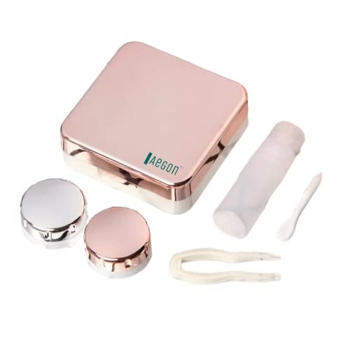 Aegon Contact Lens Case | Lens Box for Travel | Lens Case for Contact Lenses with Mirror, Tweezer, Applicator, Solution Bottle & Lens Box (Rose Gold) - Image 1