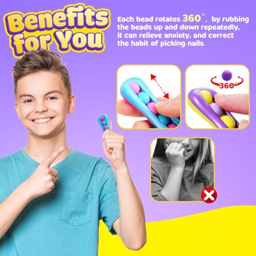 LESONG Fidget Sensory Toys for Kids 6 Pack Colorful Finger Spinner Toys Stress Relief ADHD Tools for Kids with Autism Quiet Desk Fidgets for Anxiety Classroom Easter Basket Stuffers Egg Fillers - Image 5