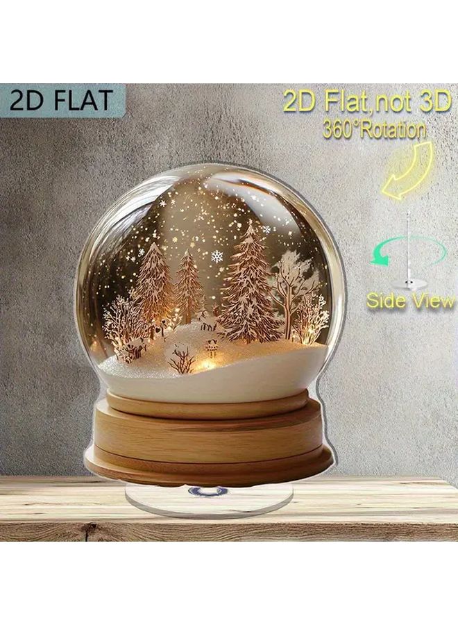Model A 2D 360 Rotating Snow Globe Winter Sparkling Flakes Warm Lights Plastic No Electricity Holiday Decoration - Image 5