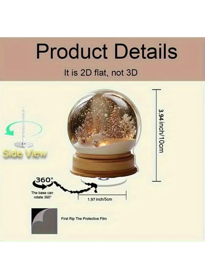 Model A 2D 360 Rotating Snow Globe Winter Sparkling Flakes Warm Lights Plastic No Electricity Holiday Decoration - Image 4