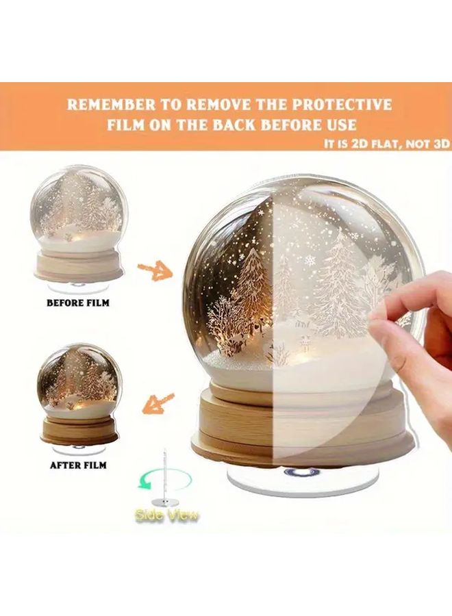 Model A 2D 360 Rotating Snow Globe Winter Sparkling Flakes Warm Lights Plastic No Electricity Holiday Decoration - Image 2
