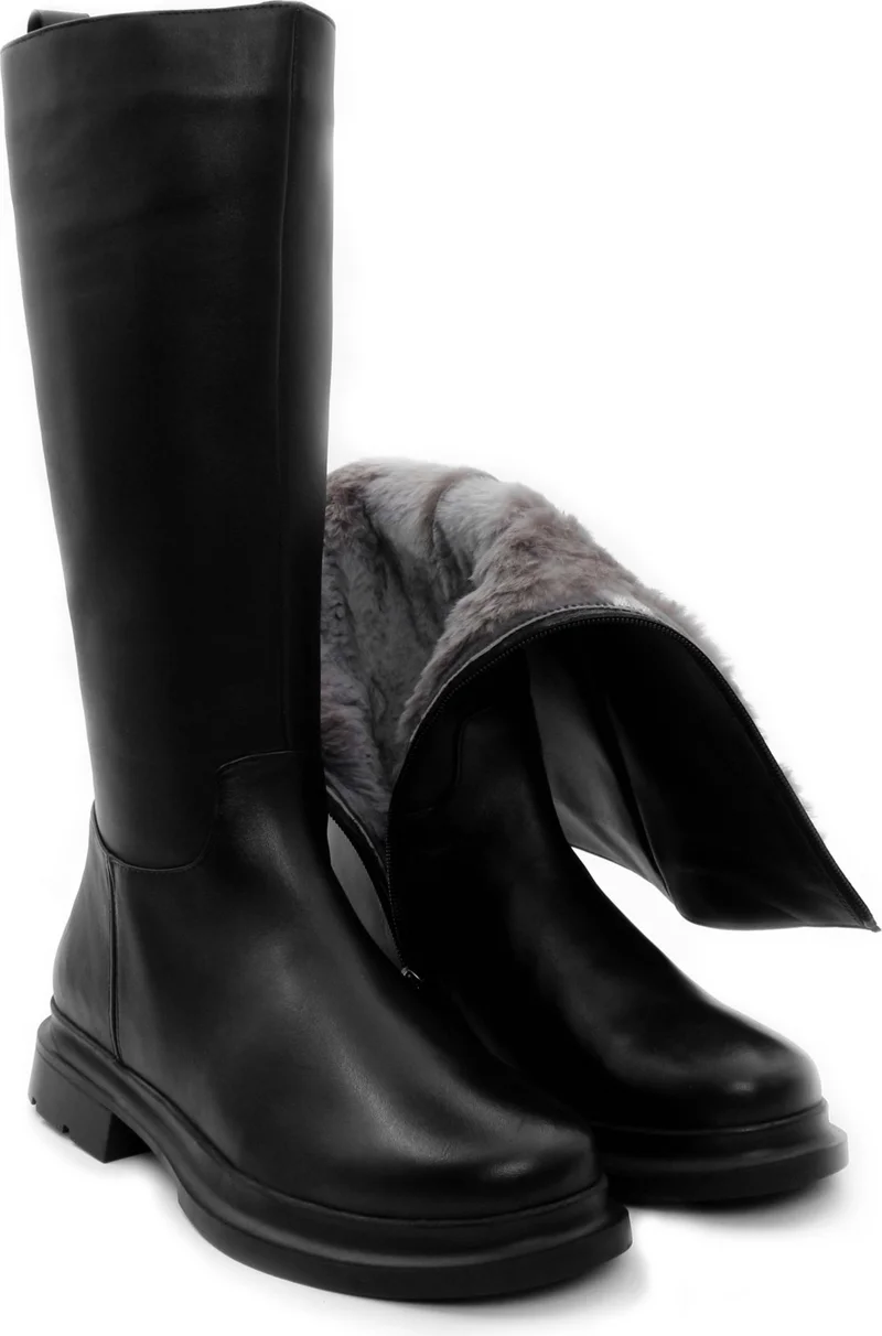 فاست ستيب Genuine Leather Fur Women's Classic Boots 916KZA236253