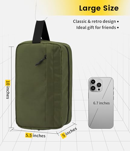 Vorspack Travel Toiletry Bag for Men Hanging Toiletries Bag Water Resistant Travel Bag for Toiletries Accessories Army Green - Image 5