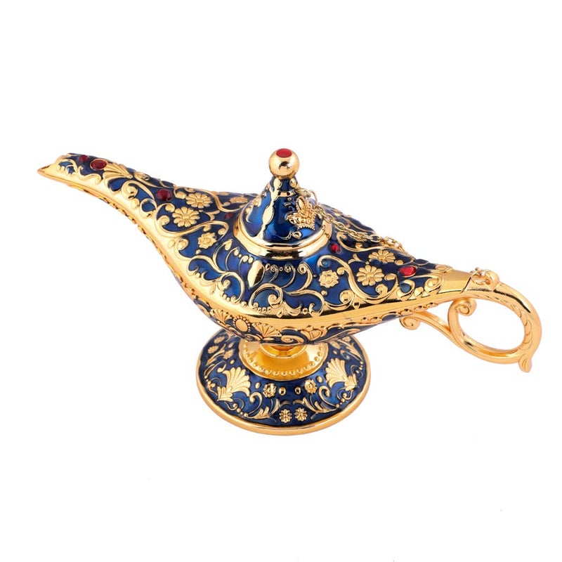 Gusnilo Gusnilo Legend Aladdin Magic Genie Light Lamp Pot Classic SilverGolden Blue 