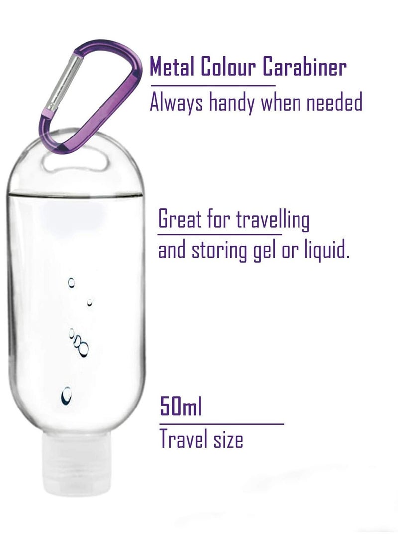 Zikra 10 Pieces 50ml Empty Refillable Plastic Bottle Travel With Carabiner Portable Clear Plastic Squeeze Container Leak Proof Bottles For Travel Outdoor Activities - Image 2