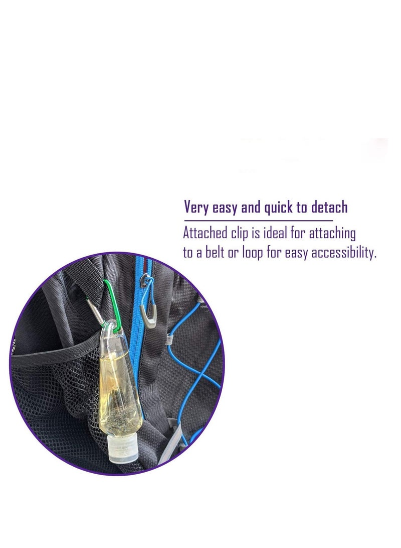 Zikra 10 Pieces 50ml Empty Refillable Plastic Bottle Travel With Carabiner Portable Clear Plastic Squeeze Container Leak Proof Bottles For Travel Outdoor Activities - Image 5