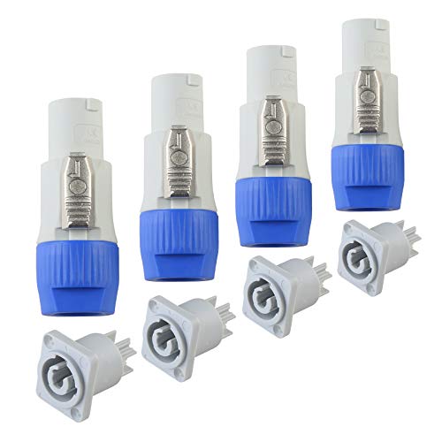 Wecan 4 Packs Powercon Connector Female Plug, 3-Pin PowerCon Female Jack AC Connector for Stage Lighting and Speakers - Image 1