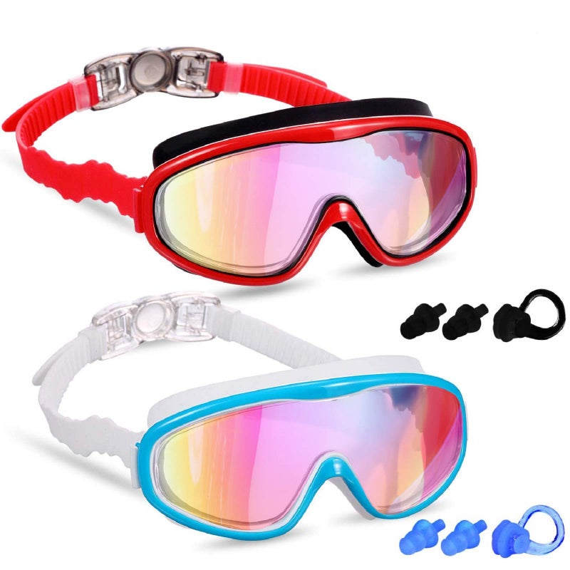 Young4us 2 Pack Kids Swim Goggles, Swimming Glasses for Children from 3 to 15 Years Old - Image 1