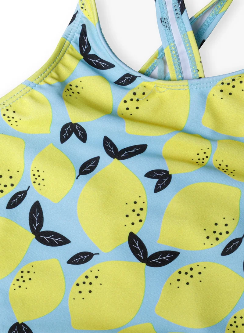 MINOTI Baby Girls' One-Piece Swimsuit with Print and Shoulder Knots
