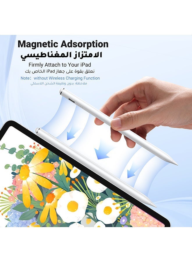 يو جرين قلم ايباد ستايلس مع شحن سريع USB-C، وحساسية للإمالة، وقلم نشط بشاشة LED للطاقة، وقلم رصاص آيباد عالمي متوافق مع iPad 2018-2022، وiPad Pro, Air And Mini - Image 5