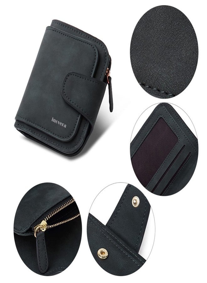 INOVERA (LABEL) Faux Leather Tri-fold Fashion Card Coin Small Clutch Wallet for Women - Black - Image 5