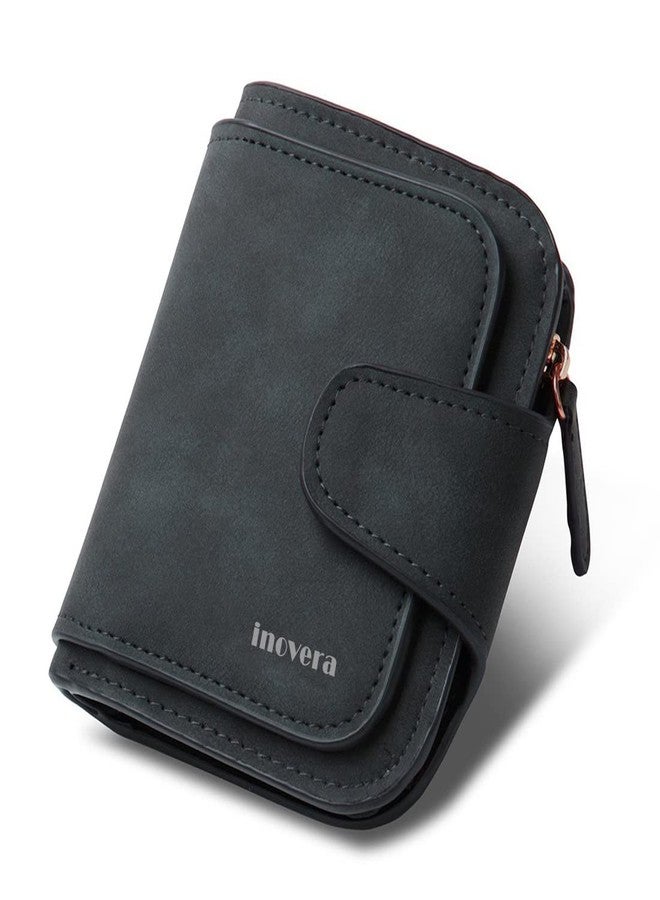 INOVERA (LABEL) Faux Leather Tri-fold Fashion Card Coin Small Clutch Wallet for Women - Black - Image 1