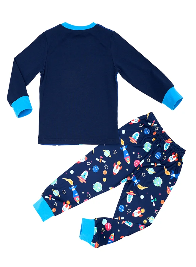 babyqlo Space Rocket Glow-in-the-Dark Cotton Pajama Set for Boys