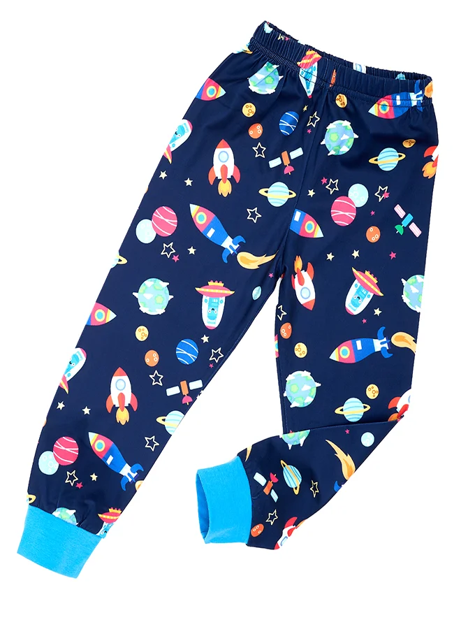 babyqlo Space Rocket Glow-in-the-Dark Cotton Pajama Set for Boys