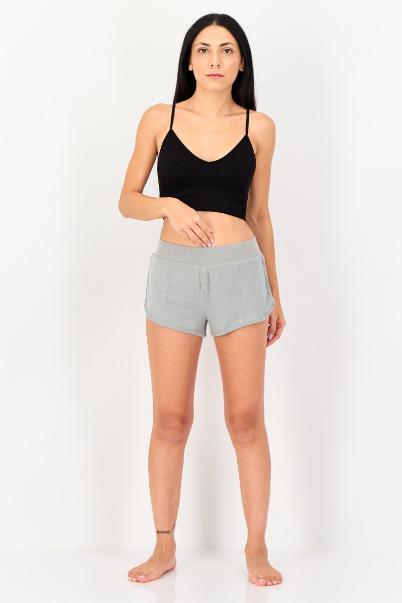 FOREVER 21 شورت بيجاما مزخرف للنساء، رمادي فاتح - Image 3