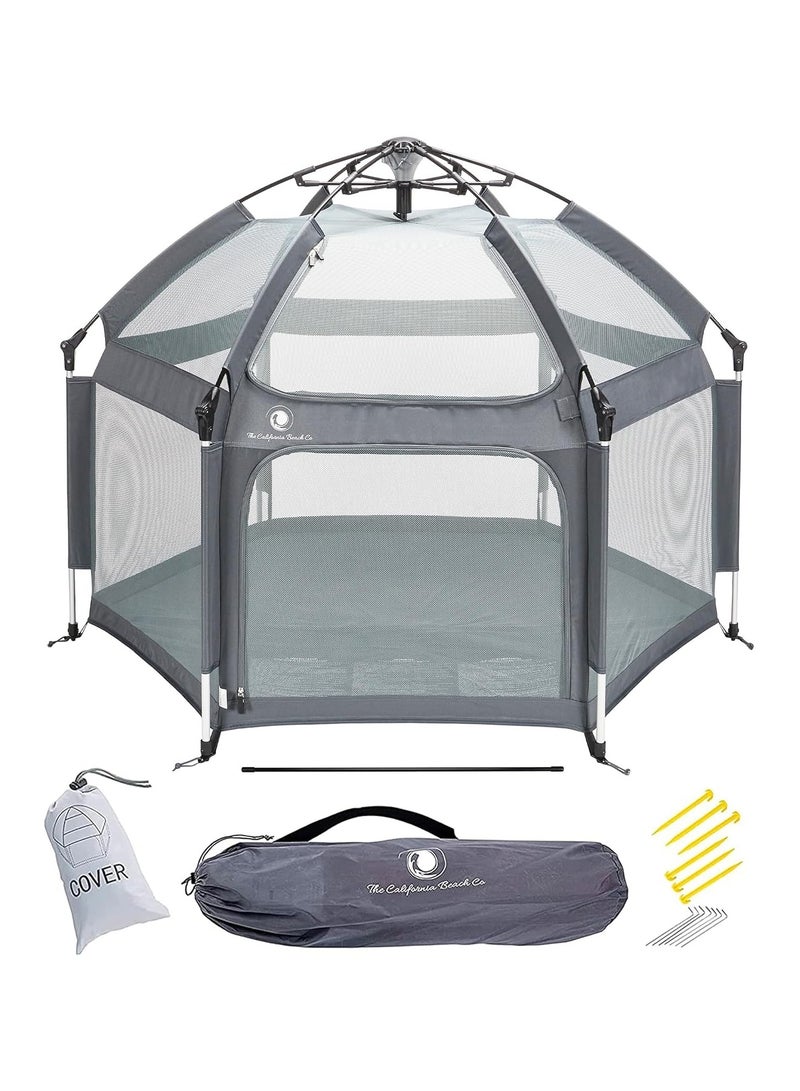 StarKids Baby Play Tent and Play Tent for Toddlers - Foldable Indoor and Outdoor Tent, New for Beach Activities and Trips, with Sun Shade, Mosquito Net for Protection, and Portable Travel Bag, Easy to Store and Transport 122cm*150cm (Grey)  - Image 1