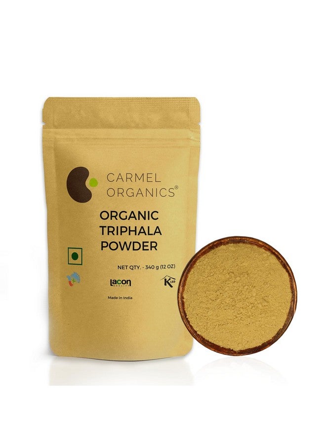 CARMEL ORGANICS CARMEL ORGANICS Triphala Fruits Powder 340 Grams | Jaivik Bharat Certified | Triphala Churn | Helps Relieve Constipation | Non-GMO | No Added Preservatives  - Image 1