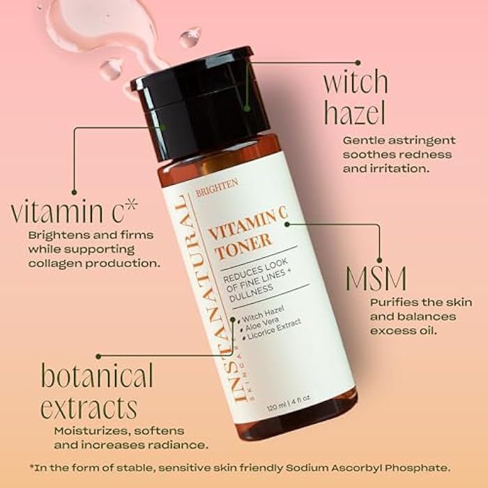 InstaNatural Vitamin C Face Toner, Brightens, Balances pH and Reduces Signs of Aging, Fine Lines and Wrinkles, with Witch Hazel, Lavender and Geranium Oils, 4 Fl Oz - Image 4