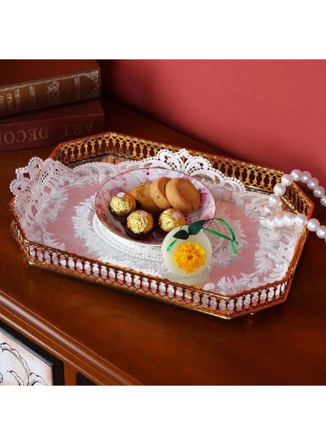 FridayIn 2 Pieces Elegant French-style Hand-embroidered Floral Placemats Exquisite Modern Mesh Placemats/Tablecloths Used for Table Decoration and Protection(31*42cm) - Image 4