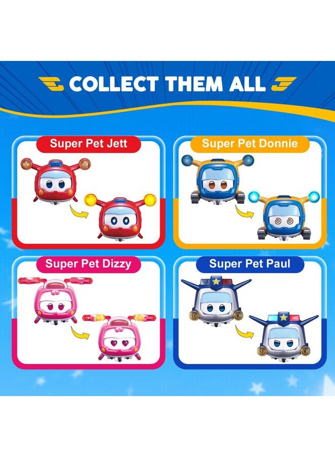 SUPER WINGS 4 PCS Super Pet Sets, Glow and Face-Changing Transformer Jett Donnie Paul Dizzy Pet, Stacking Toy for Toddlers Kids 3-7 Years Old - Image 5