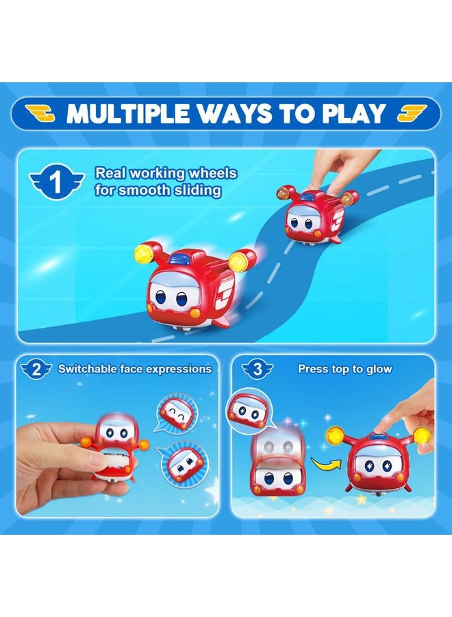 SUPER WINGS 4 PCS Super Pet Sets, Glow and Face-Changing Transformer Jett Donnie Paul Dizzy Pet, Stacking Toy for Toddlers Kids 3-7 Years Old - Image 2