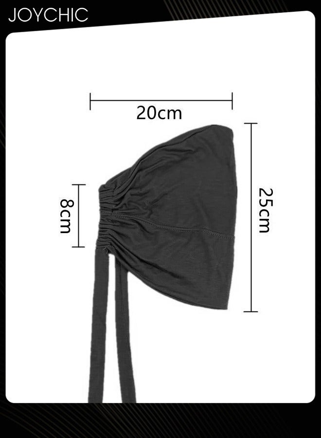 Joychic 2 Packs Women Solid Color Modal Elastic Strap Hijab Skin-friendly Under Scarf with Adjustable Tie-Back Closure Black and White - Image 4