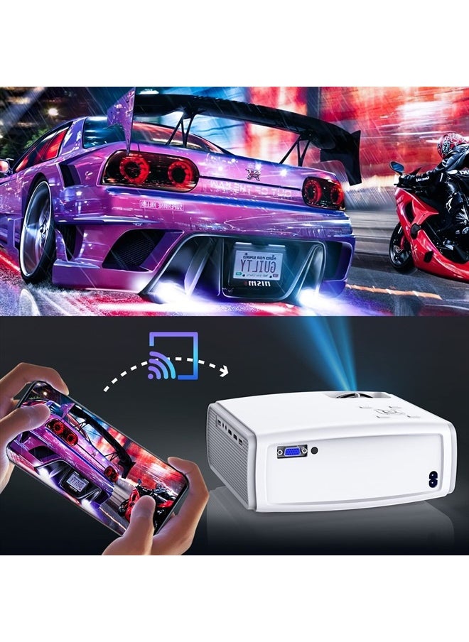 Febfoxs - جهاز عرض مزود بشبكة WiFi وبلوتوث - جهاز عرض محمول 12000LUX 400 ANSI LM أصلي بدقة 1080 بكسل مع حقيبة، جهاز عرض أفلام FHD، يدعم 4K وZoom، متوافق مع الهاتف/الكمبيوتر الشخصي/DVD/PS5 - Image 1