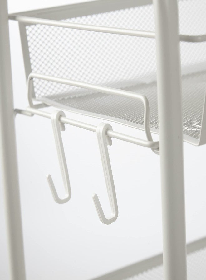 Urban Lifestyle 3 Tier Mesh All Purpose Utility Rolling Storage Cart, White - Image 2