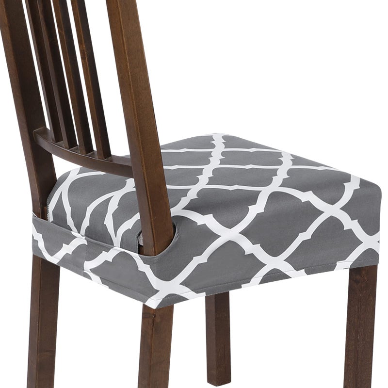 SearchI Stretch Dining Chair Seat Covers Set of 6 Soft Removable Washable Seat Covers for Dining Chairs Dining Room Seat Cover Protector RearCovered Grey - Image 2