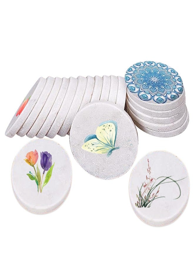 SnowTing 2inch White Round Painting Rocks, DIY Flat Stones for Painting, Hand Picked Natural Smooth Rocks for Arts Crafts Decoration Party Home, 25pcs - Image 1