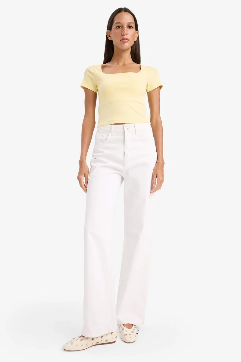 DeFacto Slim Fit Square Neck Ribbed Camisole T-Shirt