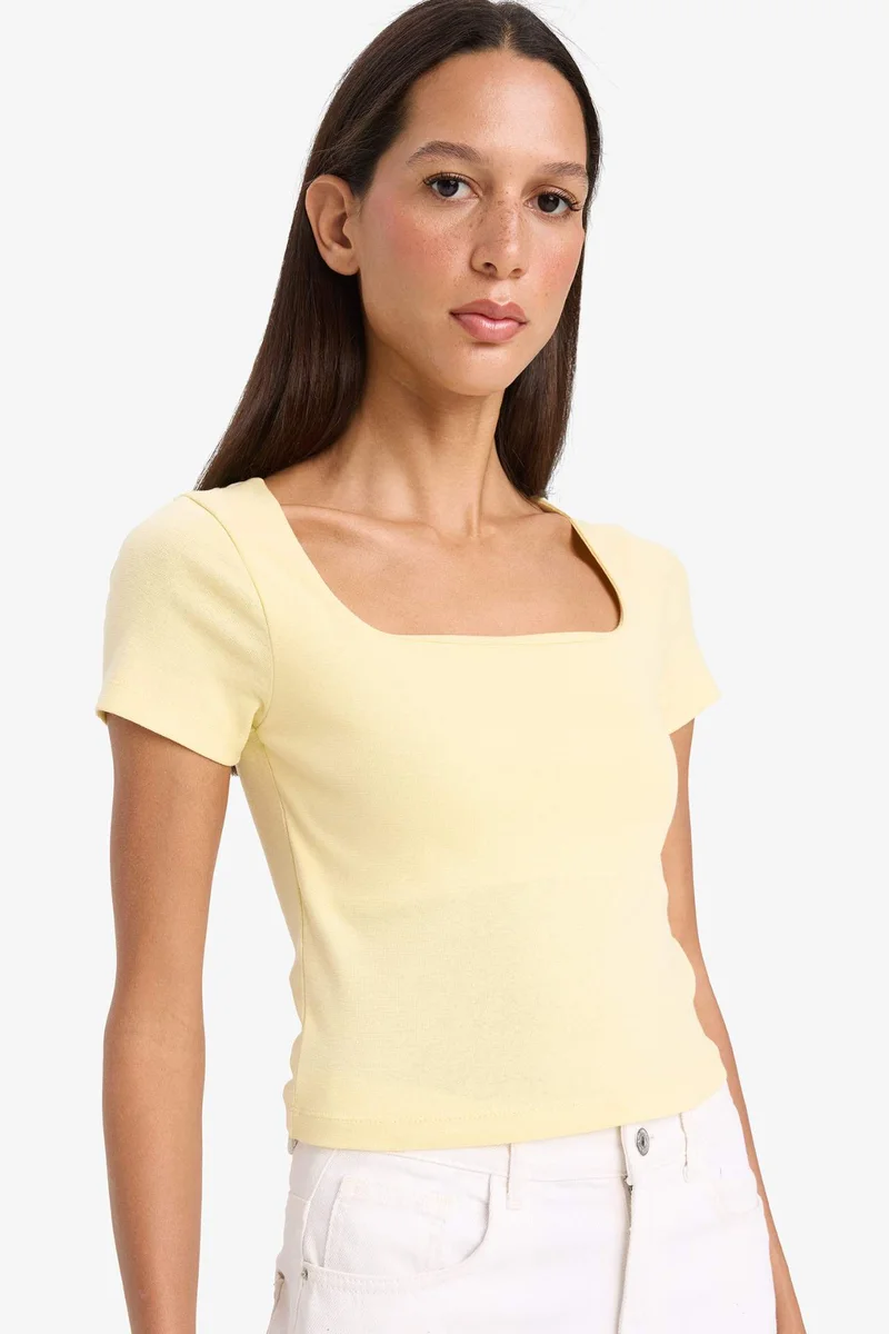 DeFacto Slim Fit Square Neck Ribbed Camisole T-Shirt