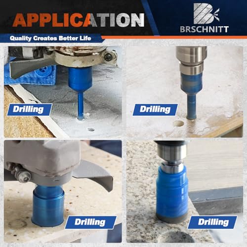 BRSCHNITT Tile Hole Saw Kit - BRSCHNITT Diamond Core Drill Bit 1/4" 5/16" 3/8" 1-3/8"2" 2-1/2"& 3/8" 1" Finger Bit & 2" Chamfer Bit for Porcelain Tile Ceramic Marble Granite & Diamond Blade - Image 3