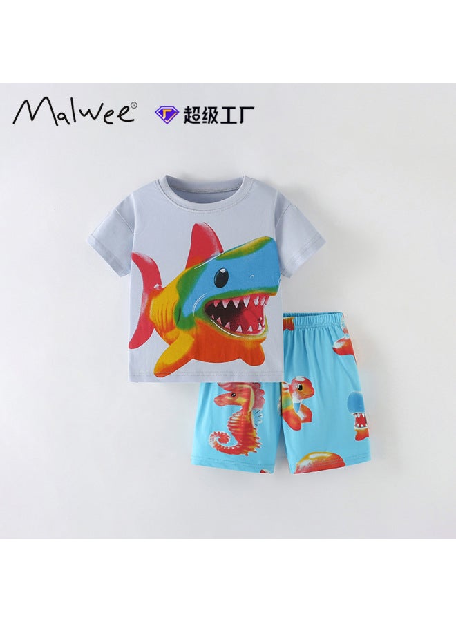 Boys Suit Round Neck Short Sleeve European And American Children Casual Home Clothes