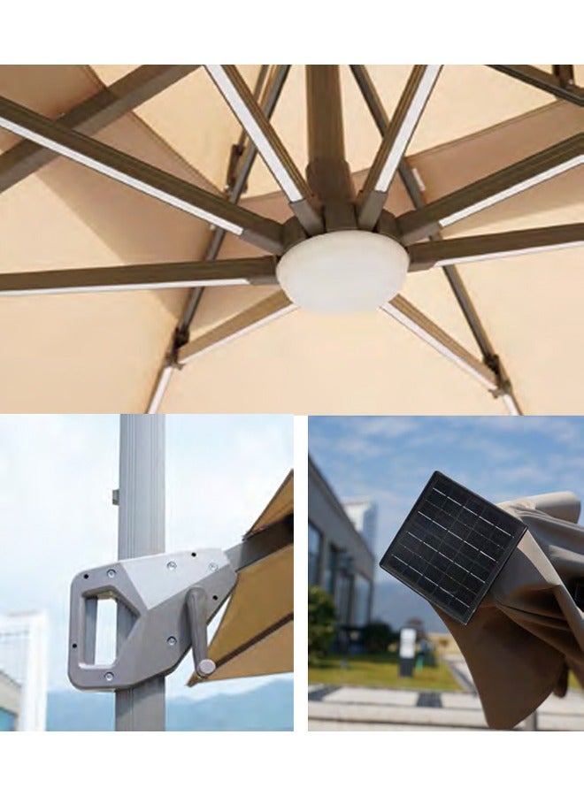 Broyhome Sunshade Aluminium With LED light Umbrella with UV-Resistant Canopy Waterproof Use in Any Weather  - Image 3