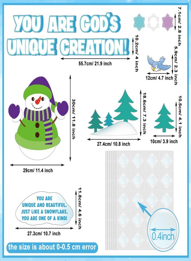 Qilery Winter Christian Bulletin Board Decorations Set Snowman Religious Bulletin Board Cutouts Christmas You are God's Unique Classroom Decor Snowflake Paper Cutouts for Home Wall School - Image 2