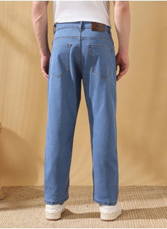 Dennis Lingo Relaxed Fit Solid Indigo 78% cotton 20% Poly 2% spandex Mid Rise Waist Full Length Woven Weave Jean for Men with Button/Zip Closure -a timeless essential for modern wardrobes.  - Image 5