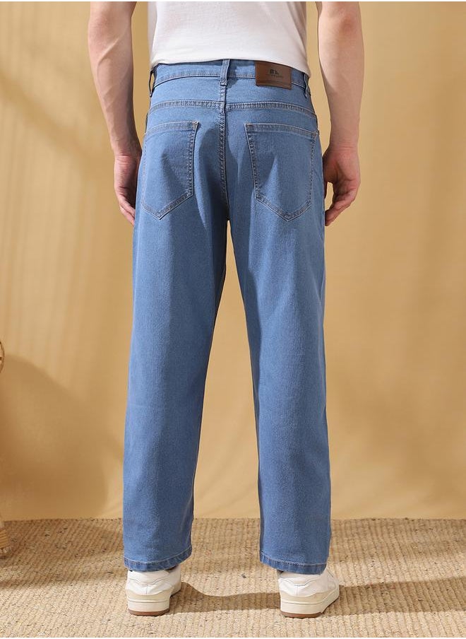 Dennis Lingo - Relaxed Fit Solid Indigo 78% cotton 20% Poly 2% spandex Mid Rise Waist Full Length Woven Weave Jean for Men with Button/Zip Closure -a timeless essential for modern wardrobes. - Image 1