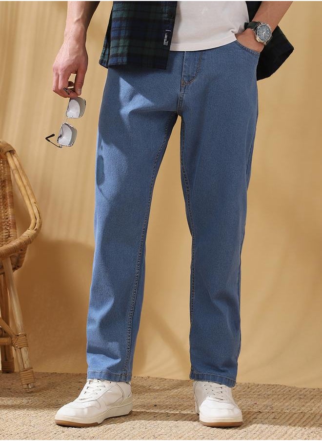 Dennis Lingo - Relaxed Fit Solid Indigo 78% cotton 20% Poly 2% spandex Mid Rise Waist Full Length Woven Weave Jean for Men with Button/Zip Closure -a timeless essential for modern wardrobes. - Image 1