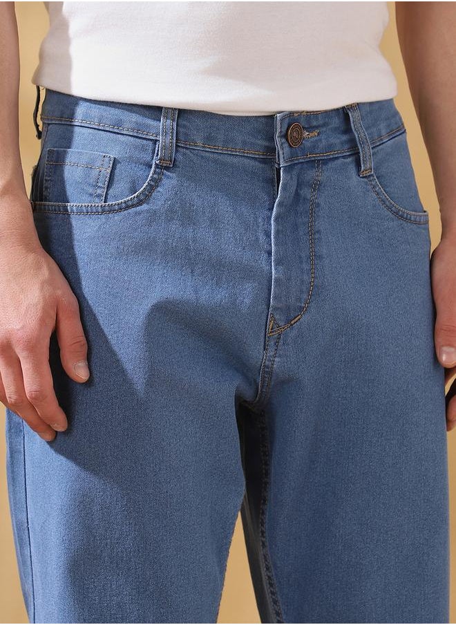 Dennis Lingo - Relaxed Fit Solid Indigo 78% cotton 20% Poly 2% spandex Mid Rise Waist Full Length Woven Weave Jean for Men with Button/Zip Closure -a timeless essential for modern wardrobes. - Image 1