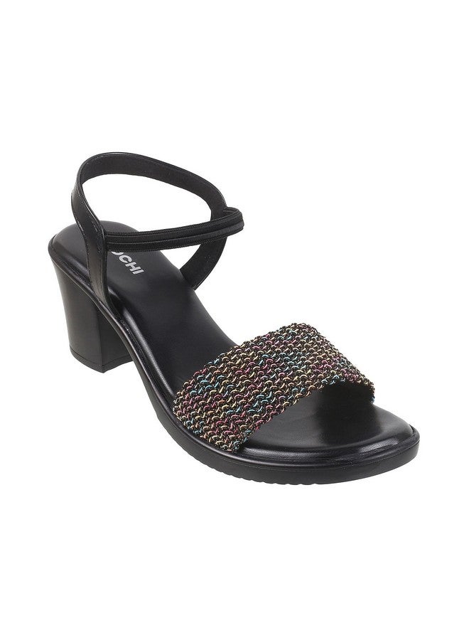 موتشي صندل Mochi نسائي أسود من الجلد الصناعي بكعب عريض، مقاس المملكة المتحدة/6 الاتحاد الأوروبي/39 (33-435) - Image 2