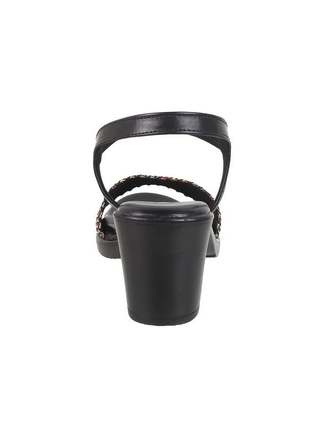 موتشي صندل Mochi نسائي أسود من الجلد الصناعي بكعب عريض، مقاس المملكة المتحدة/6 الاتحاد الأوروبي/39 (33-435) - Image 4