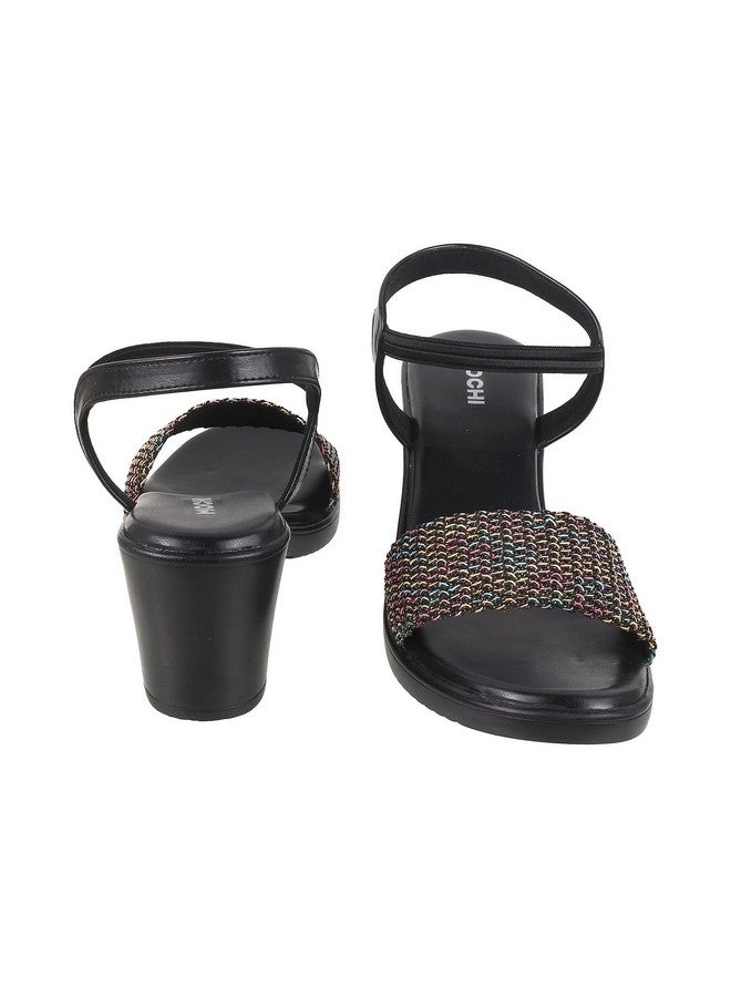 موتشي صندل Mochi نسائي أسود من الجلد الصناعي بكعب عريض، مقاس المملكة المتحدة/6 الاتحاد الأوروبي/39 (33-435) - Image 5