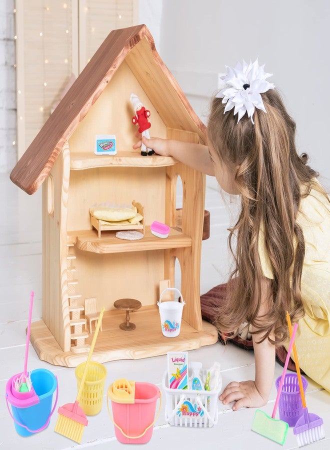 MIKIMIQI 22 Pcs Miniature Dollhouse Cleaning Supplies Mini Bucket Mop Dust Pan Brush Broom Mini Housework Cute Cleaning Supplies Tools Miniature Furniture Dollhouse Decoration Accessories - Image 4