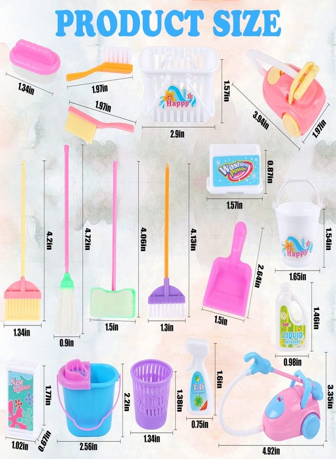 MIKIMIQI 22 Pcs Miniature Dollhouse Cleaning Supplies Mini Bucket Mop Dust Pan Brush Broom Mini Housework Cute Cleaning Supplies Tools Miniature Furniture Dollhouse Decoration Accessories - Image 2
