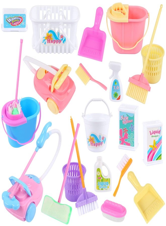 MIKIMIQI 22 Pcs Miniature Dollhouse Cleaning Supplies Mini Bucket Mop Dust Pan Brush Broom Mini Housework Cute Cleaning Supplies Tools Miniature Furniture Dollhouse Decoration Accessories - Image 1