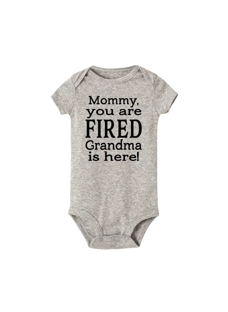 Matching Family Outfits Mommy You Are Grandma Is Here Printed Romper T-Shirt