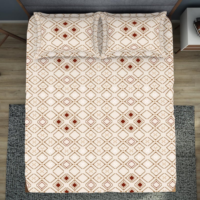 Welspun Plycotton King Double Flat Bedsheet Soft Feel Wrinkle Resistance 200 ThreadCount Beige Bed Sheet with 2 Pillow Covers Size 274 Cm X 274 Cm 43Cm X 68Cm - Image 3